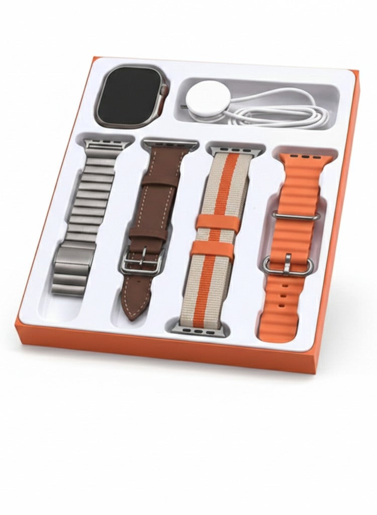 ام كي ساعة ذكية MX10 -  مع 4 أحزمة عصرية – شاشة تعمل باللمس – مكالمات بلوتوث – تتبع صحي ورياضي - Image 2